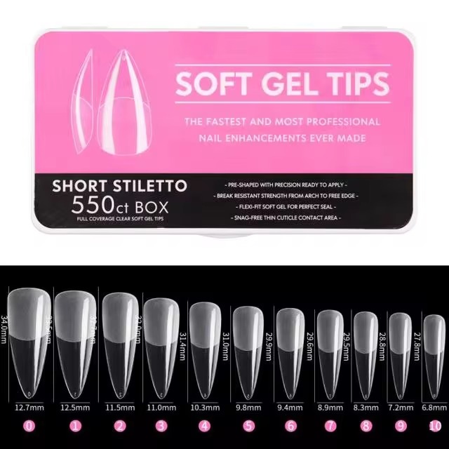 تیپ ژل ناخن بیوتی فری SHORT STILETTO تعداد 550 عددی