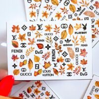 لنز ناخن ترکیبی لوگو و برگ پاییزی