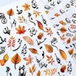 لنز ناخن ترکیبی متن و برگ پاییزی